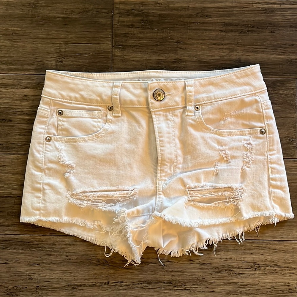 American Eagle outfitters white distressed shorts, size 2